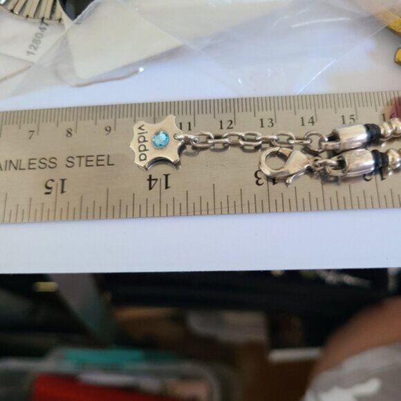 VIDDA Boho Chunky Silver Maximalist Lariat Blue Turquoise Swarovski Necklace - Picture 12 of 15